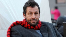 Adam Sandler shares PDA with wife