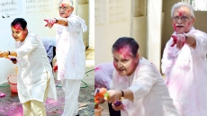 See Pictures: Reclusive Yesteryear Actress Rakhee Comes Out Of Hiding, Plays Holi With Gulzar
