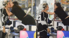 SelGo, Justin Bieber Seals The Deal With A Kiss At Hockey Game