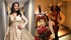 Madhuri Dixit Tries A Really Heavy Samurai Headgear. See Pic