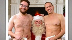James Franco, Seth Rogen Strip For Christmas Card