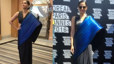Sonam Kapoor Sports Sari At Cannes