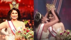 Mrs. Sri Lanka 2021 re-crowned after having crown taken away from Mrs.World on stage
