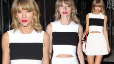 Taylor Swift Flaunts Legs In Tiny White Skirt