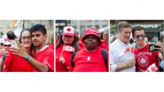 Downtown Yonge celebrates Canada Day with a Living Flag at Yonge-Dundas Square