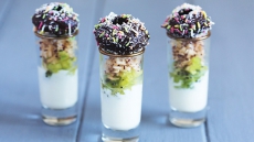 Chocolate Golgappas With Candied Peanuts & Vanilla Milk