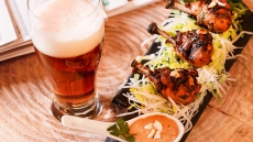 Grilled Lemongrass Chicken Drumettes with Crunchy Peanut Sauce