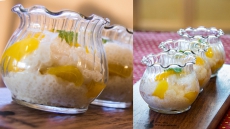 TAPIOCA & RICE PUDDING WITH PEACH COMPOTE