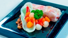 Papaya Melon Salad Thai Style with Soy Steamed Peanuts