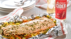 BBQ recipe: Cider and Mustard Salmon and Vegetables