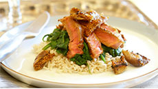 Stir-Fried Sirloin with Figs and Spinach by Chef Bal Arneson