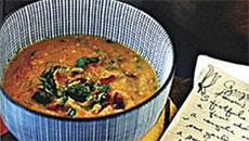 Yellow Velvet Lentil Soup with Cumin and Dried Plums