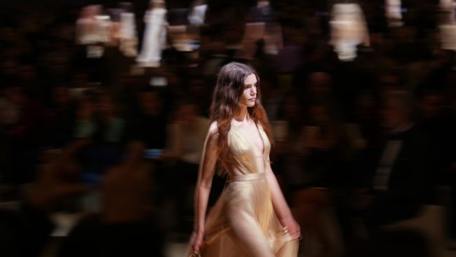 Cavalli's fluid gold Milan collection channels regal Elizabeth Taylor and free-spirited Jane Birkin