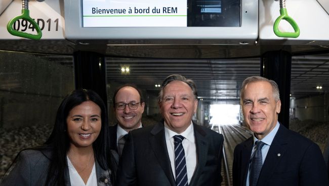 Mark Carney attends launch of new branch of Montreal-area light rail network