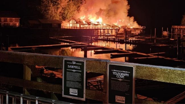'Devastating loss': Fire engulfs Telegraph Cove boardwalk on Vancouver Island