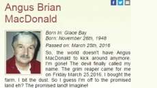 Nova Scotia Man Writes His Own Obituary: 'The Devil Finally Called My Name'