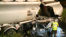 Four Dead, Two Injured As Car GetsTrapped Under The Fuel Tanker Near Granby, Quebec