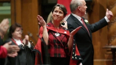 Drummers, Dancers Welcome B.C.'s 1st Female Aboriginal MLA Melanie Mark To Legislature