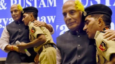 Indian Home Minister Rajnath Breaks Protocol, Hugs Brave BSF Jawan Suffering 85 PC Disability