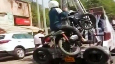 WATCH: Kanpur Traffic Police Tows Away Man With Bike When He Refuses To Get Off