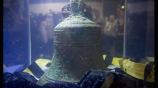 Replica of HMS Erebus bell centrepiece of Franklin expedition exhibit