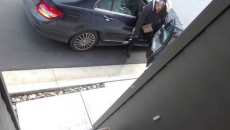 Thief steals package with expensive stroller and uses a stolen Mercedes to commit the crime