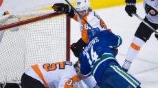 Burrows Scores Goals 17 Seconds Apart In The Third To Lead Canucks Over Flyers