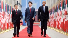Justin Trudeau Greets U.S. President, Mexican Counterpart For Three Amigos Summit