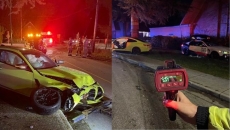 Two high end BMWs impounded and the 2 male drivers in their 20's ticketed after racing and then crashing on Sunday