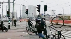 Video: Biker Struggles To Hold Ground After Powerful Wind Blows Him Away
