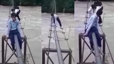 WATCH: Haryana Students Endanger Their Lives While Crossing Swollen Ghaggar