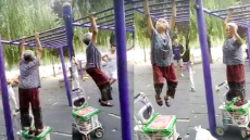 Grandma Swings On Monkey Bar At A Playground And Proves That Age Is Just A Number!