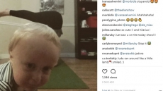 Grinning toddler photobombs mom's yoga video