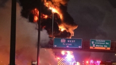 Police say fiery collision on major GTA highway leaves 2 dead, shuts down traffic