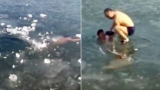 Watch: Man Takes A Dip In Frozen Water Body, Gets Trapped Under Ice