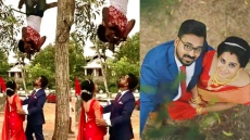Kerala Photographer Hangs Upside-Down From A Tree To Get The Perfect Shot Of Newly-Married Couple