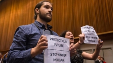Police Escort Anti-Pipeline Protesters Away From Trudeau Media Event