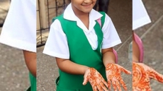 Mehndi On Hands, Indo-trinidadian Girl Back In Class