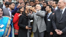 Modi Clicks Selfie With Indian Students In France
