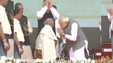 Watch: PM Modi Lauds 104-Yr-Old Woman Who Sold Her Goats To Build Toilet, Touches Her Feet