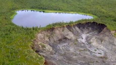 Pushed By Climate Change: Lake In Northwest Territories Falls Off Cliff