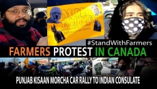 Punjabi residents make their way via a car ralley from Surrey to Vancouver Consulate in support of farmers in India