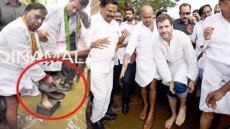 Congress Leader’s Photo Holding Rahul Gandhi’s Slipper Goes Viral