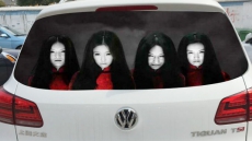 Chinese Drivers Using Freaky Reflective Face Decals To Discourage High-beam Users