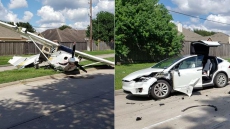PICS: Indian-American Escapes Unhurt As Small Plane Crash-Lands On His Car In Texas