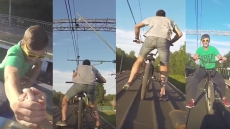 Daredevils Risk Their Lives By Riding BIKE On Roof Of Moving Train, Say Cycling On Ground Is Boring