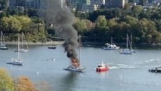 Boat fire injures one, sends plume of smoke over Vancouver's False Creek