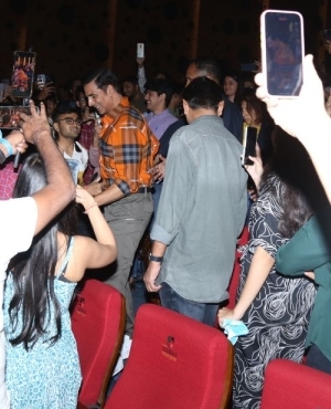 Flash mob with students as actors arrive at the University campus 