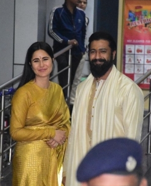 Katrina Kaif and Vicky Kaushal look great together as they make their way to the festivities 