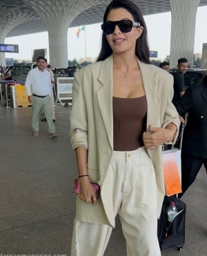 Jacqueline Fernandez looks chic in her blazer and sunglasses 
